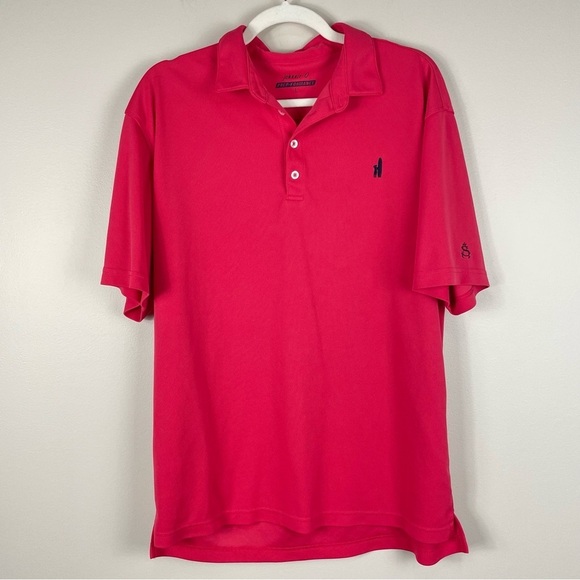 Johnnie-O Mens Large Polo Prep-Formance Short Sleeve Shirt Top Red Pink Golf - Picture 8 of 8